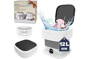 YLTIMER Portable Mini Washing Machine, 12L Capacity Portable Washer and Dryer, 60W Small Folding Lavadora Portatil with Spin,Collapsible Compact Clothes Laundry for Apartment Travel (Grey)