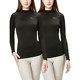 DEVOPS Women's 2 Pack Thermal Turtle Long Sleeve Shirts Compression Baselayer Tops
