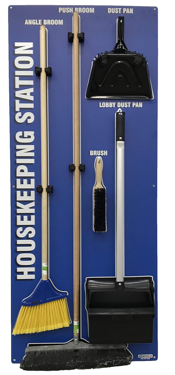 5S Housekeeping Shadow Board Broom Station Blue (with Broom