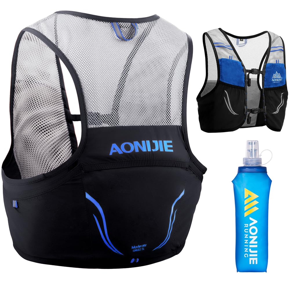 Tyuodna Hydration Vest Pack, 2.5L Running Hydration Backpack, Reflective Lightweight Breathable Hydration Backpack, for Women and Men Cycling Running Climbing Hiking Vest Pack (Black+500ml Bladder)