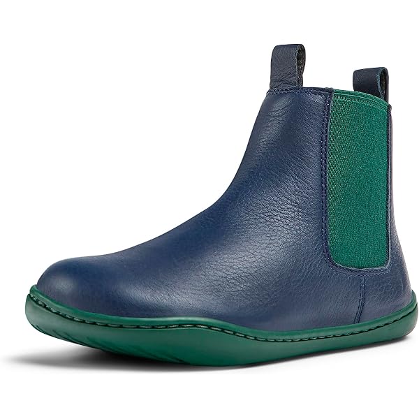Bottines Enfant Camper Peu Touring - Cuir Vert, Scratch, Semelle EVA Recyclée, Confort Et écoresponsable