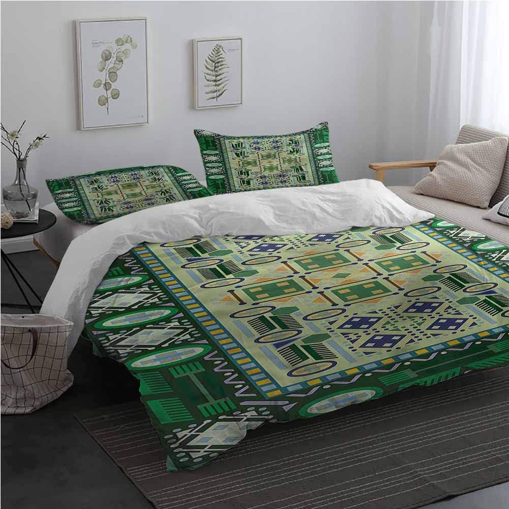 AndyTours Afghan Printed Pattern Soft Cozy and Durable Bedding Set Oriental Shapes Pattern Breathable & Cooling Queen