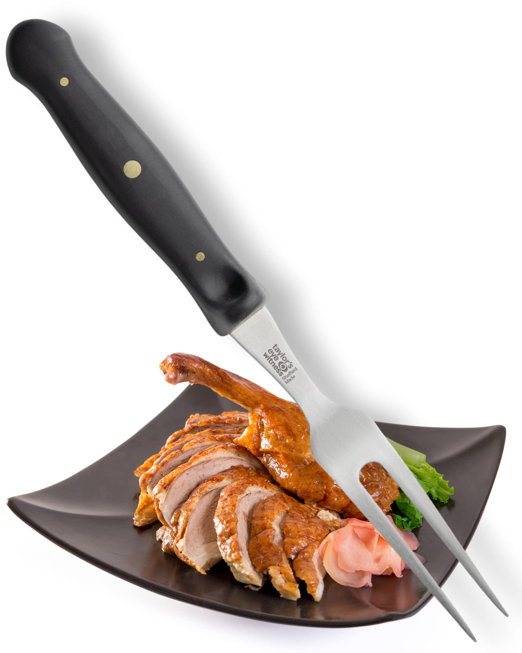 Taylors Eye Witness Professional Series British Made Carving Fork - 15cm Long Carbon Stainless Steel Tines/Prongs. Triple Rivet, Half Tang Construction. Ergonomic Handle. UK Craftsmanship