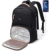 MDODO Lunch Backpack for Women Men,15.6Inch Insulated Lunch Box Backpack with USB Charging Port, Diaper Laptop Back pack for Travel Picnic Work Teacher Nurse,Black