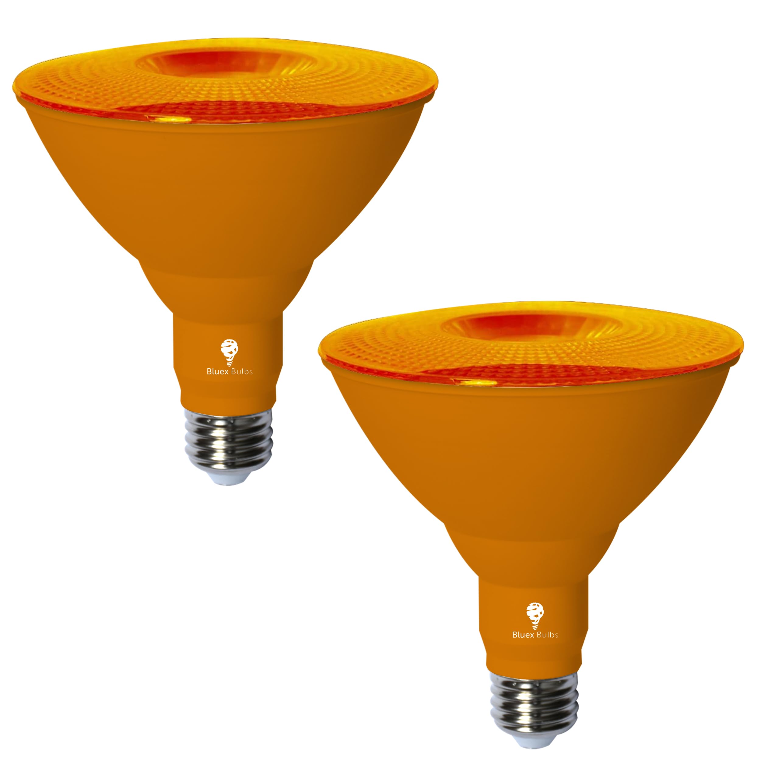 Photo 1 of 2 Pack LED Par38 Flood Orange Light Bulbs - 18W (120Watt Equivalent) - Dimmable - E26 Base Orange LED Lights, Party Decoration