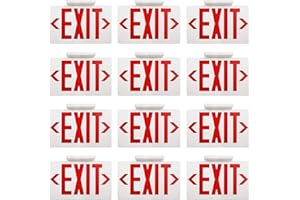 AKT LIGHTING Red LED Exit Sign Emergency Light with Battery Backup, Double Face Hardwired Red Letter Emergency Exit Lighting For Business, Restaurant, Commercial, Supermarket, UL-Listed, 120-277V, 6PCS (Red 12 Pack)