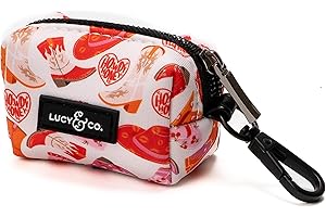 Lucy & Co. Dog Poop Bag Holder - Leak Proof Dispenser with Leash Attachment - Easy Refills - Hygienic Pet Poop Pickup - Pink Orange Western