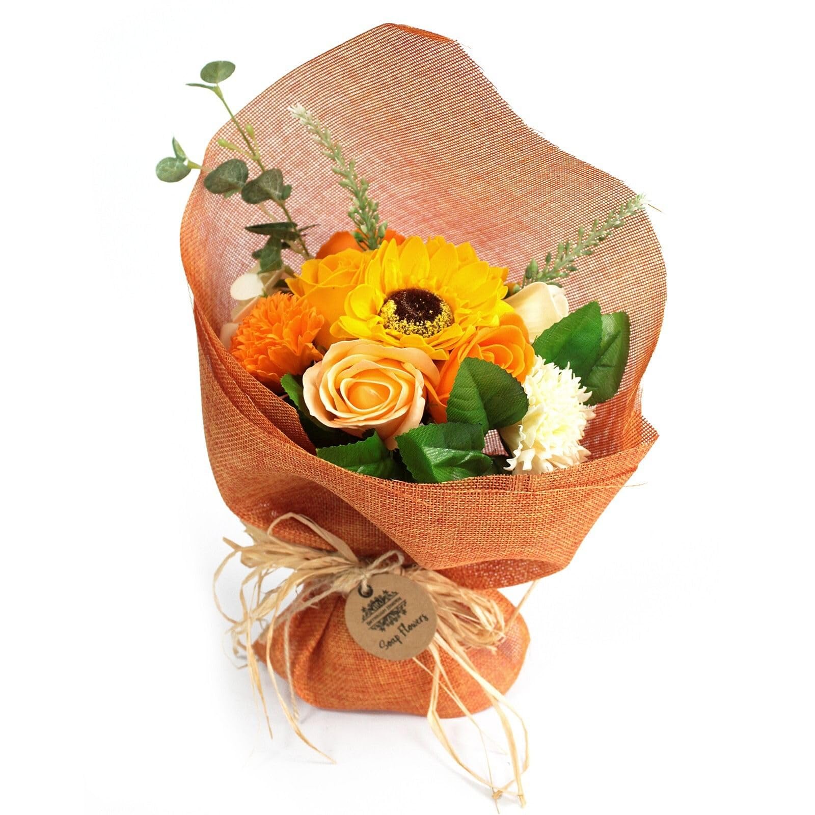 Ancient Wisdom Standing Soap Flower Bouquet - Orange