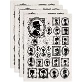 SUPERDANT 4pcs Large Format Underglaze Transfers for Pottery Gentleman Skeleton Ceramic Transfer Paper Gothic Skeleton Design for Cups Vases Plates Black