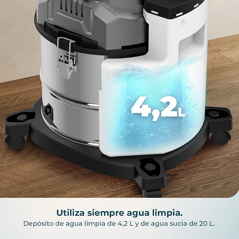 Aspirador sólido, líquido, para estofos e carpetes com cabo Conga CarpetClean 20000 Pro Ultra. 1600W, 21kPa de potência, 2 em 1 função, capacidade de 20L, kit de acessórios, raio de ação 7m