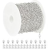 UMAOKANG 16.4 Feet Heart Chain for Jewelry Making Stainless Steel Heart Link Chains Bulk with Jump Rings and Lobster Clasps