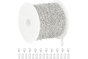 UMAOKANG 16.4 Feet Heart Chain for Jewelry Making Stainless Steel Heart Link Chains Bulk with Jump Rings and Lobster Clasps