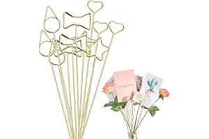 40 Pcs Metal Wire Floral Place Card Holder,13.4Inch Wire Photo Memo Clip,4 Style Metal Floral Place Holder for Business Card 