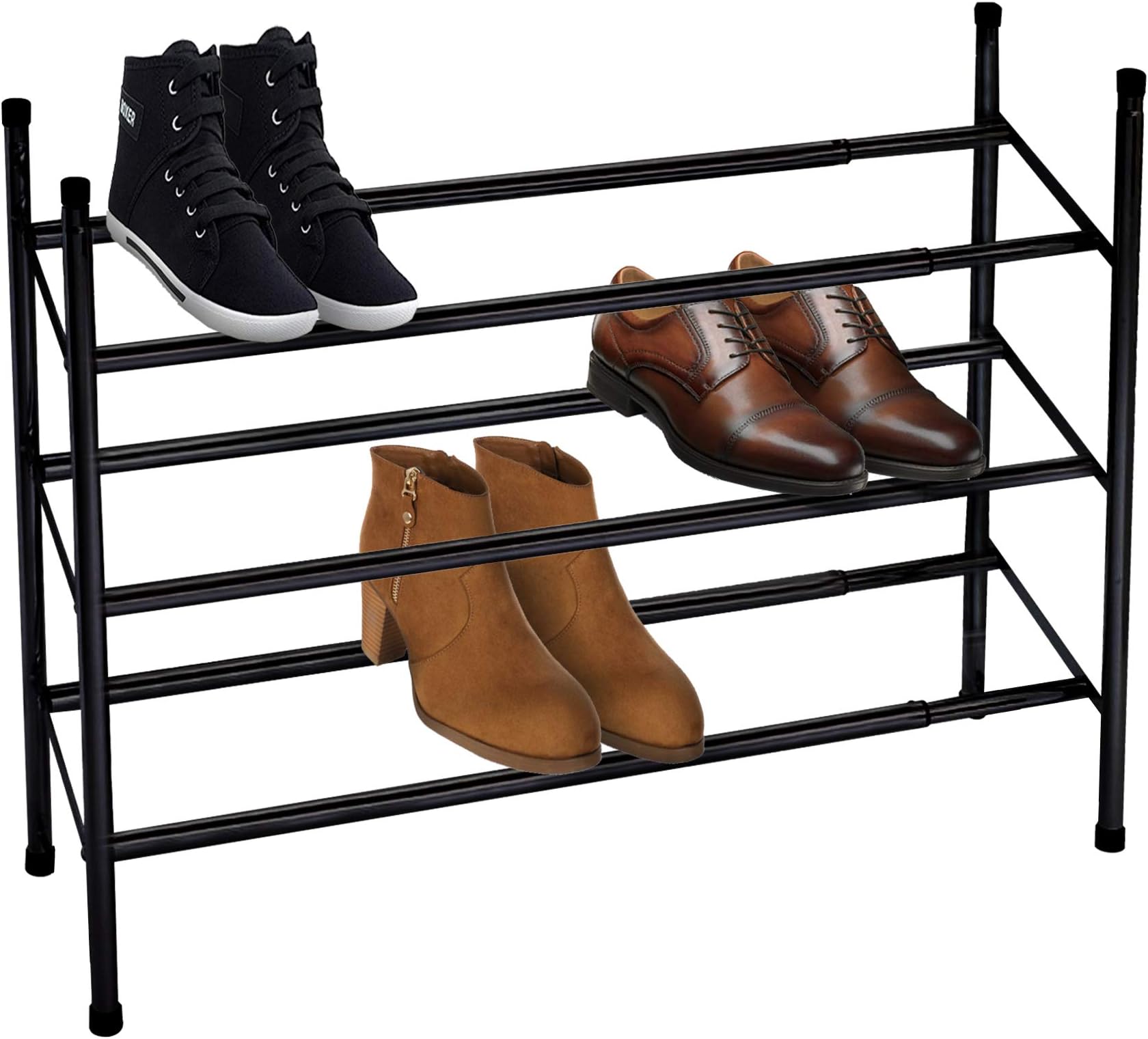 Knight 3 Tier Black Shoe Rack Extendable & Stackable