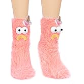 Kephay Coral Velvet Cartoon Monster Funny Socks for Women & Girls, 3D Crazy Novelty Face Winter Warm Thick Socks
