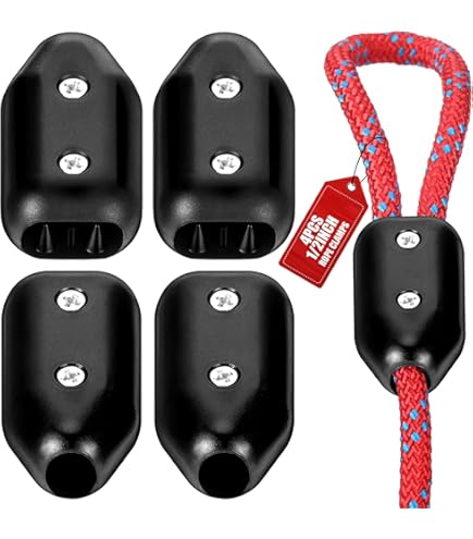 4 Pieces Reusable Plastic 3/8 Rope Clamp, Double Rope Clips