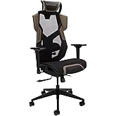 RESPAWN FLEXX Ergonomic Office and Gaming Chair with Lumbar Support - Breathable Mesh Recliner with Headrest & Adjustable Arms, Comfy Home Office Desk Chairs, Reclining Gaming Seat for Adults - Brown
