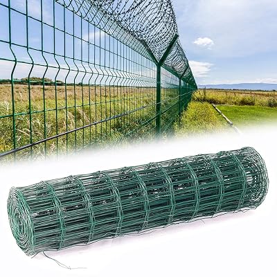 The Fellie Fencing Wire 1.2x20m PVC Coated Fence Border Steel Mesh Chicken Wire, Mesh breadth 7.5x10cm