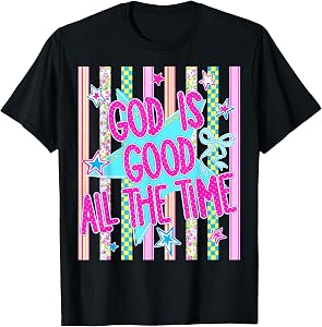 God is Good All The Time Preppy Christian Checkered Stars T-Shirt