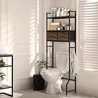 ETELI Over The Toilet Storage Cabinet Bathroom Storage Cabinet Over Above Toilet Shelf Bathroom Shelf Organizer with Fabric D