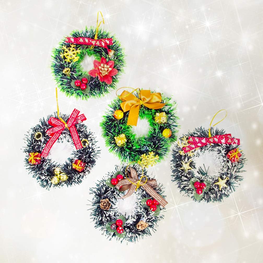 Amosfun 6pcs Mini Christmas Wreath Xmas Tree Ornament Front Door Outdoor Hanging Decoration For Xmas Holiday Party Supplies Random Color Amazon Co Uk Kitchen Home