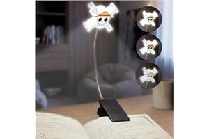 One Piece LED Reading Light, Clip Lamp for Books, Powered by USB C or Battery, 3 Brightness and 360° Flexible Neck, Compact a