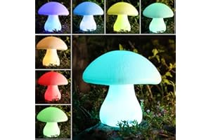 WONDER SOLAR Outdoor RGB Mushroom Table Lamp Battery Waterproof Remote Control Table Lamp for Bedroom, Shower Small Bedside Lamps for Night Stands Bedside Lights Gift for Teen Girls Bedroom Indoor Living Room