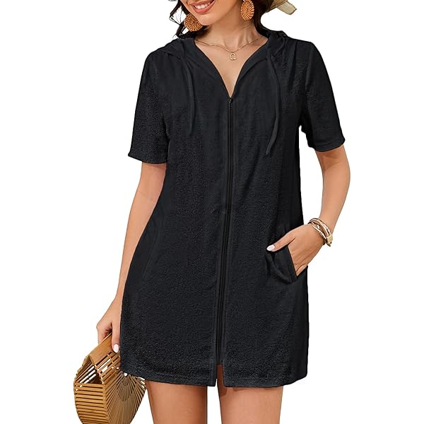 blue dress for baby girl Hooded Zip Beach & Home Dress – Terry Cotton with Pockets main image 1