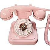 FiayaCom Audio Guest Book Wedding Phone, Audio Phone Guestbook, Leave a Message Phone for Wedding, Bridal Shower, Baby Shower, Birthday Party, Anniversary (Art Deco, Pink)