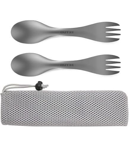 Spork Titane 3 En 1 – Fourchette, Cuillère, Couteau Léger Pour Camping, Randonnée