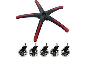 Frassie 28 inch Nylon Gaming Chair Base Replacement with 5 Casters, Heavy Duty Boss Office Chair Base Part (Red)
