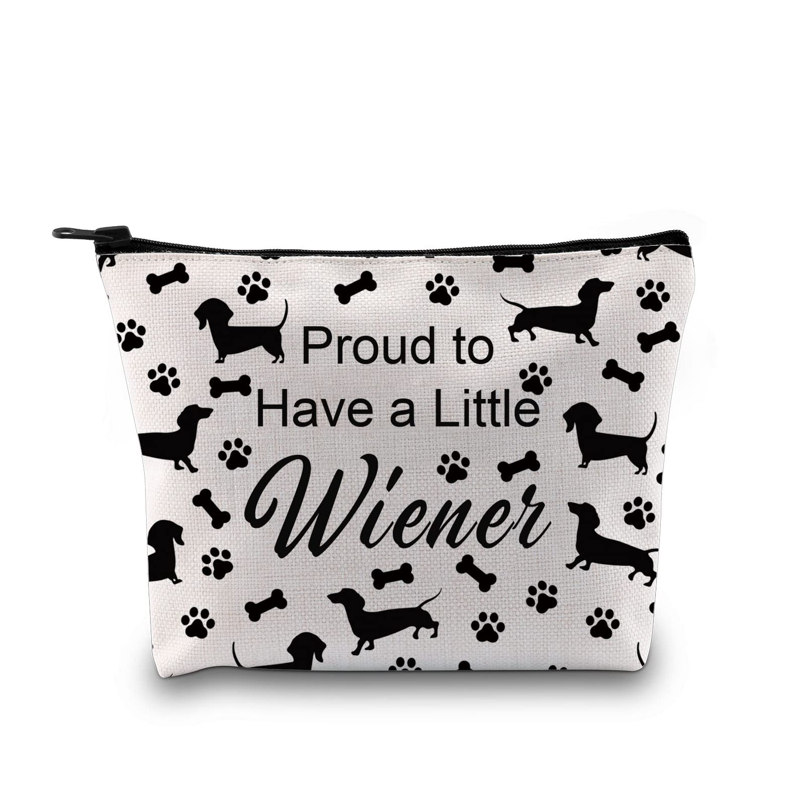 Wiener Dog Gift Dachshund Lovers Gift Proud to Have a Little Wiener Dachshund Funny Makeup Bag Doxie Owner Gift (Little Wiener Bag EU)