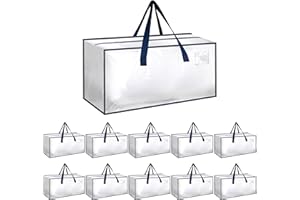 Simple Deluxe 10 Pack Extra Large Moving Bags with Backpack Straps, Strong Handles/Zippers, Heavy Duty Storage Tote For Movin