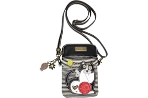 CHALA Cell Phone Crossbody Purse-Women PU Leather/Canvas Multicolor Handbag with Adjustable Strap