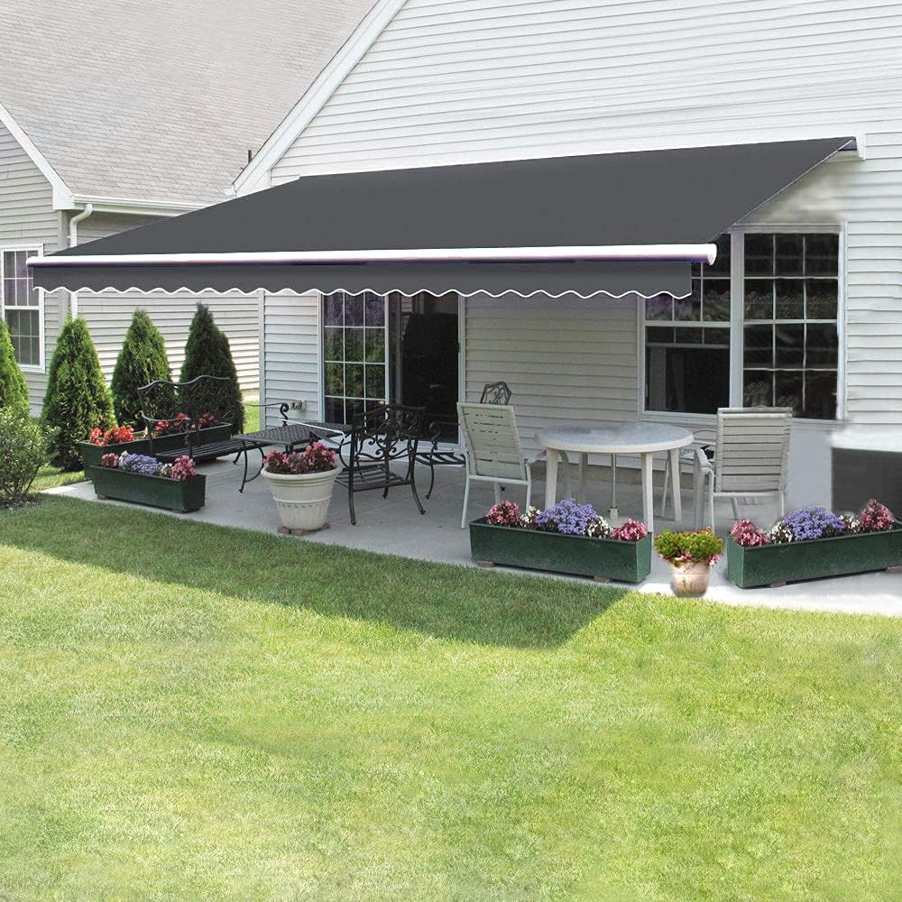 Panana Retractable Manual Awning 2.5x2m Grey DIY Folding Sun Shade Canopy