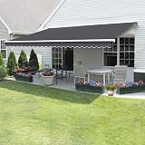 Panana Retractable Manual Awning 2.5x2m Grey DIY Folding Sun Shade Canopy