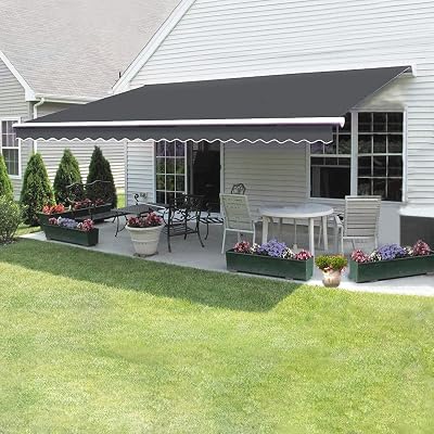 Panana Retractable Manual Awning 2.5x2m Grey DIY Folding Sun Shade Canopy