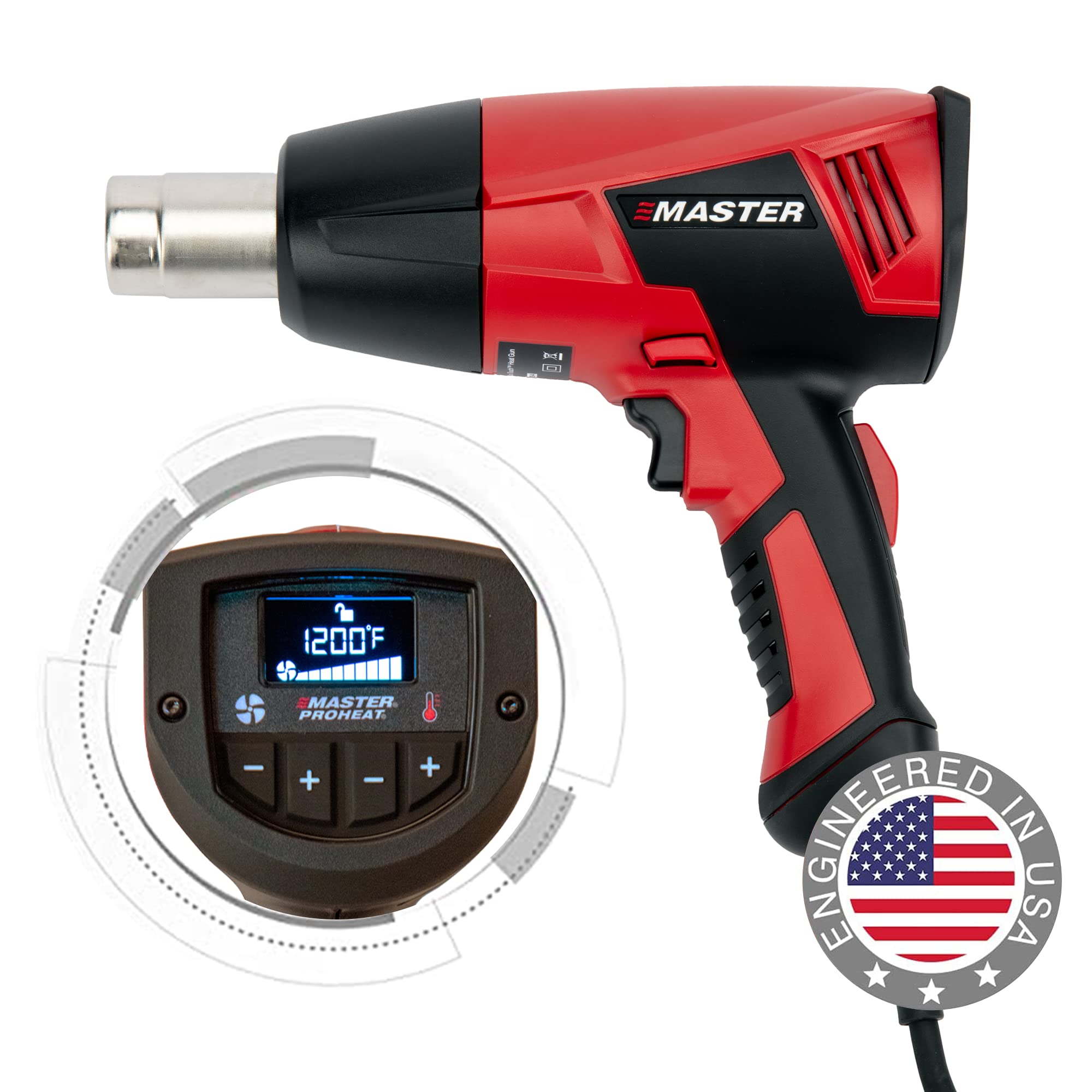 Photo 1 of Master Appliance Proheat PH-1400A Professional Heat Gun - Programmable Backlit LCD Display, Quick Change Heating Element, 1560W, 13A, 120V, Engineered in the USA