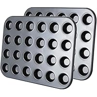 Kingrol 24-Cup Nonstick Mini Cupcake & Muffin Pans, Carbon Steel Baking Pans - 2 Pack