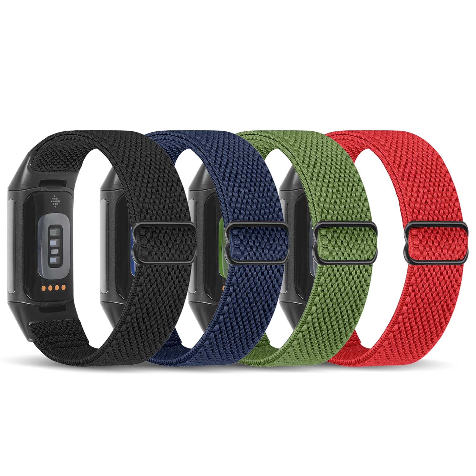 Photo 1 of enkic Elastic Nylon Bands Compatible with Fitbit Charge 6/Charge 5 Bands, 4 Pack Soft Adjustable Stretchy Strap Breathable Sport Loop Replacement Wristband for Fitbit Charge 5/Charge 6 Men Women