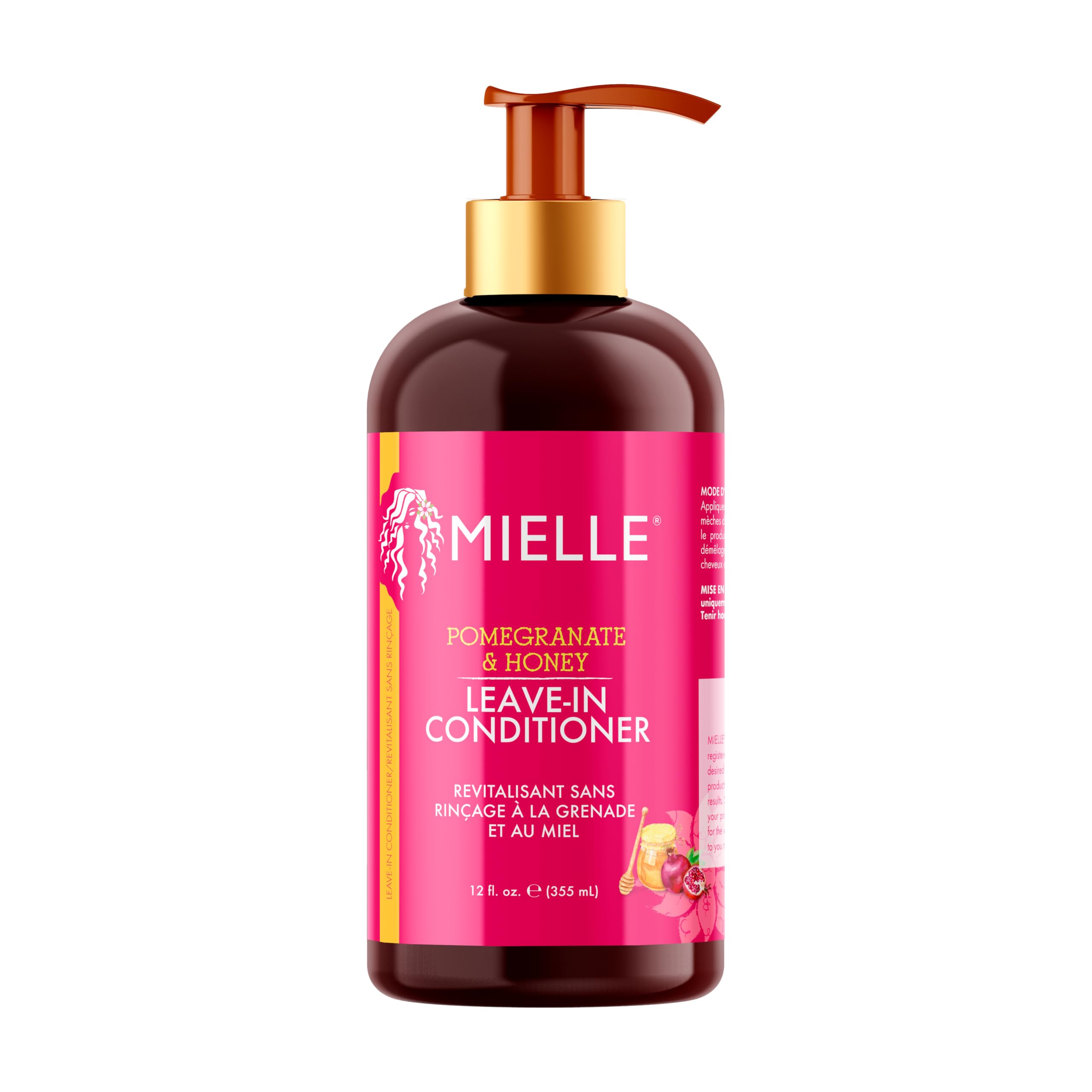 Mielle Pomegranate & Honey Leave In Conditioner for Curly Hair - Moisturising Detangler & Curly Hair Treatment to Help Repair Damage, Prevent Frizz & Improve Shine, 355 ml (Pack of 1)