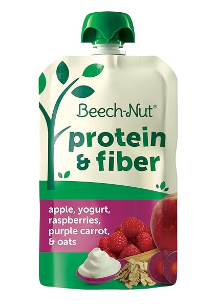 BEECH-NUT PROTEIN & FIBER STAGE 4 APPLE, YOGURT, RASPBERRY, PURPLE CARROT & OATS TODDLER FOOD, 3.5 OZ POUCH