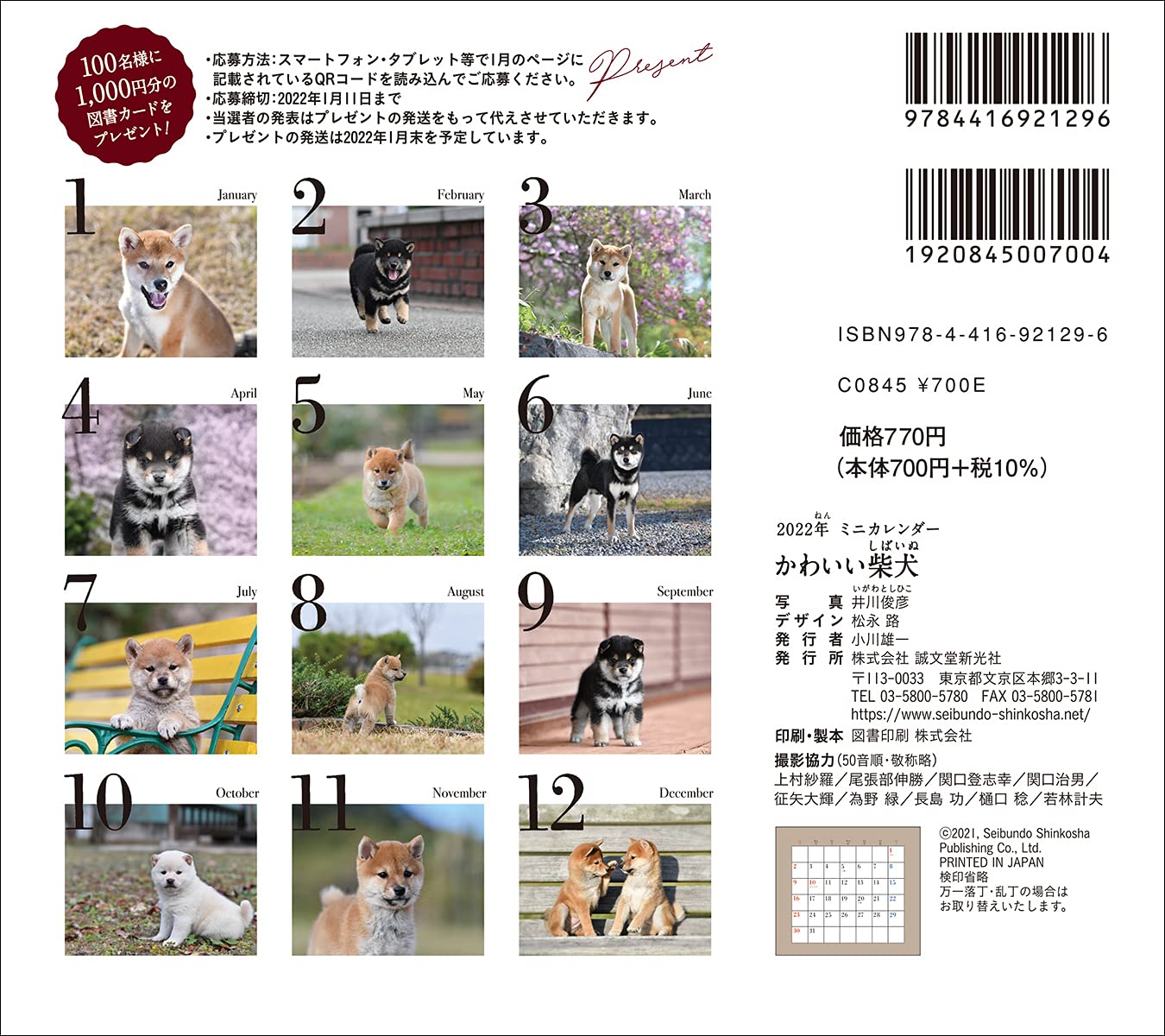 22年 カレンダー かわいい柴犬 100名様に1 000円分の図書カードをプレゼント 誠文堂新光社カレンダー 井川 俊彦 本 通販 Amazon