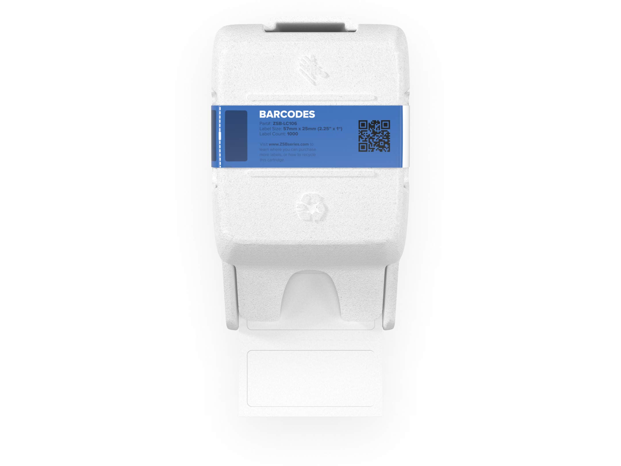 Zebra - ZSB Barcode Labels for Thermal Label Printer | Label Printer Cartridge - ZSB-LC106-2.25 x 1 inch (1,000 Labels in Cartridge) | Compatible with ZSB-Series Label Printer Machine