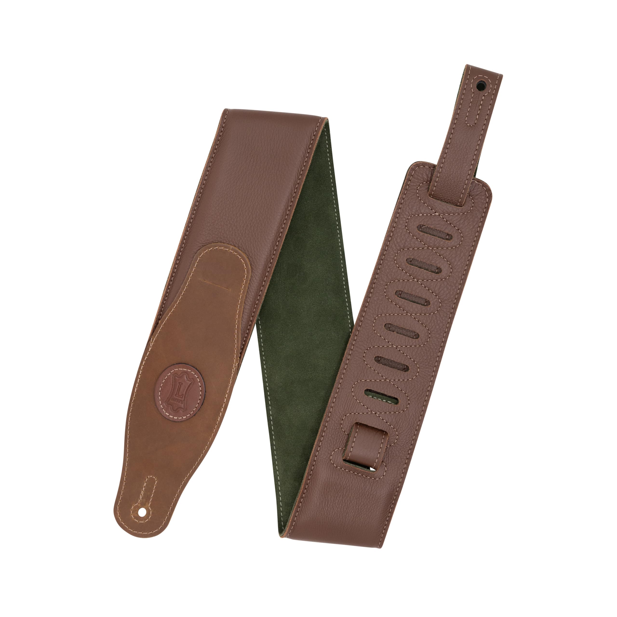 Levy's Leathers 3" Cirro Series Padded Garment Leather Brown & Green Guitar Strap (MGS83CS-BRN-GRN)