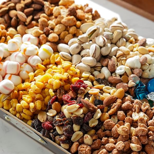 BROADWAY BASKETEERS BIRTHDAY NUTS GIFT BASKET – ASSORTED 10 GOURMET NUTS, TRAIL MIXES, SWEETS SNACK FOOD BOX, HEALTHY BIRTHDAY GIFTS FOR MEN & WOMEN, CORPORATE