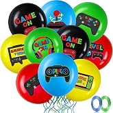 Zomiboo 45 Pieces Video Game Party Birthday Balloons Set Gaming Black Latex Theme Balloons Decorations for Player Level up Pa