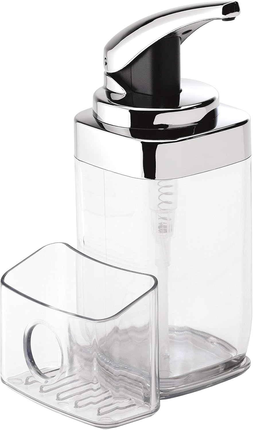 simplehuman 22 oz. Square Push Pump Soap Dispenser with Sponge Caddy, Chrome: Home & Kitchen