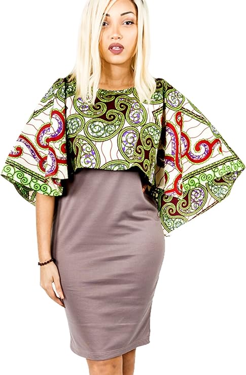 Mode Acp Robe Volante Africaine En Tissu Strech Et Pagne Wax Cousu Main Amazon Fr Vetements Et Accessoires