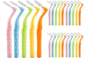 MAOERDENTAL 50PCS L-Shaped Interdental Brushes Braces Toothbrush Short Handle,5 Different Sizes Dental Floss Brush Angled Interdental Toothpick